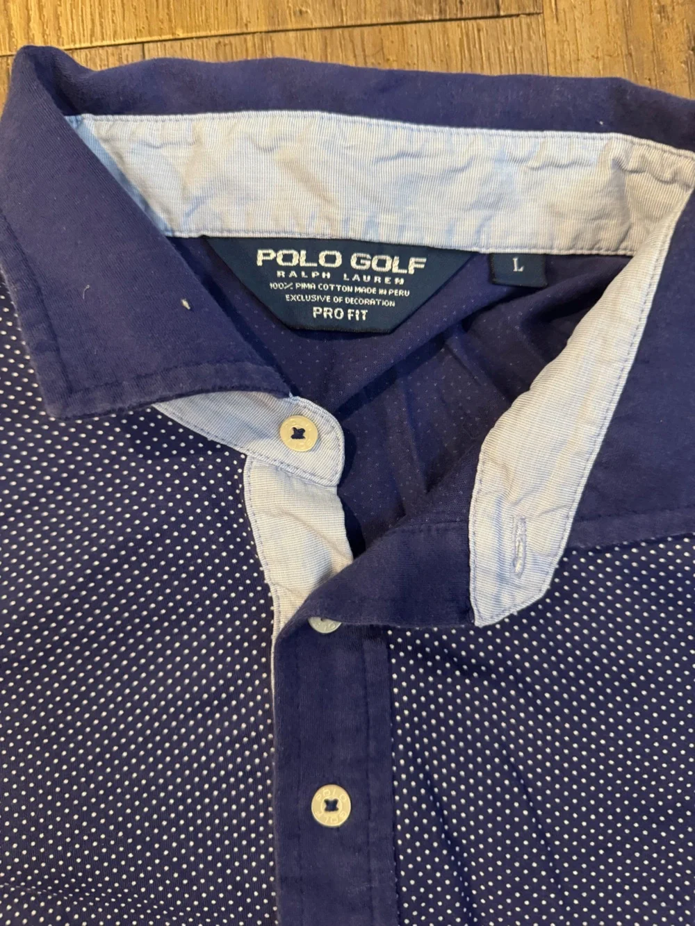 Polo Golf Ralph Lauren Polo Blue Geometric Performance Cotton Shirt Sz L (2)